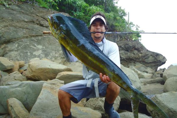 Dorado caught from the rocks on the Pacific coast of Costa Rica